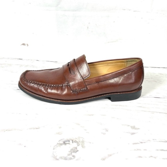 Johnston Murphy Loafers Mens Size 11.5M Brown Sheepskin Leather - Picture 1 of 7